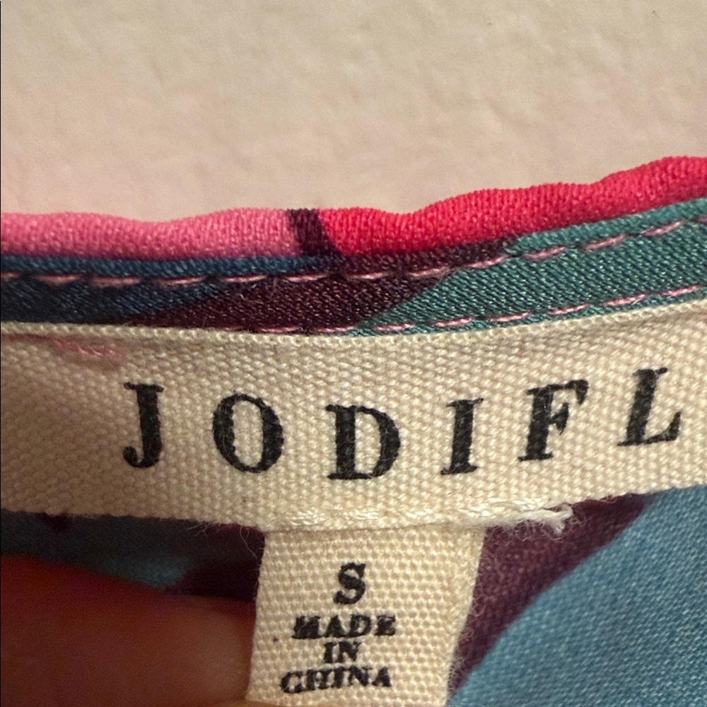 JODIFL Floral Mini Dress Size S Colorful Belted Boho Chic Excellent Condition - Picture 5 of 11